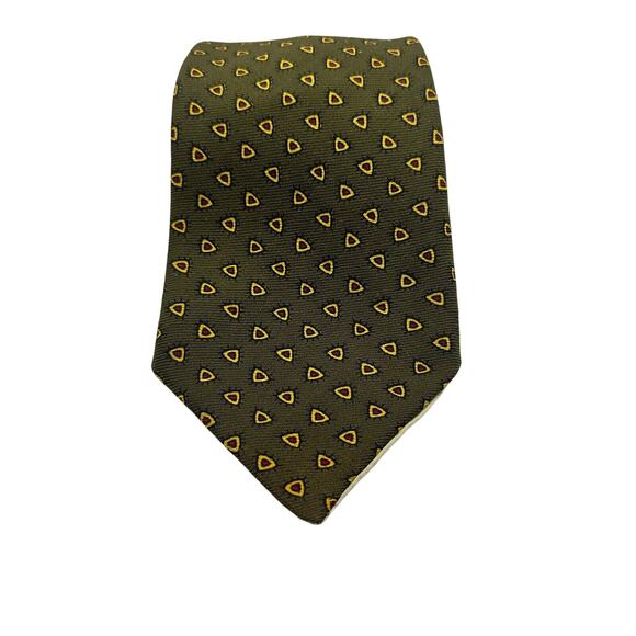 Vintage Rivetz Printed Necktie Olive Green Business Casual Office Formal Rare - Picture 2 of 9